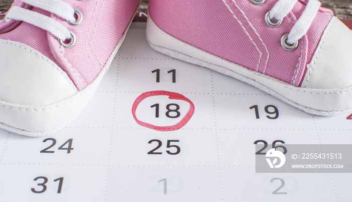 Little baby shoes with calendar