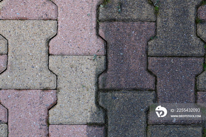 floor pavement autoblocking slabs cleaned with a high-pressure jet before after