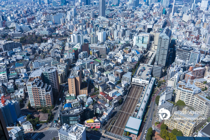東京恵比寿の高層ビルから見る目黒、渋谷方面の風景