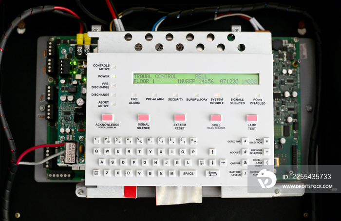 The Fire Alarm control panel is activated and in alarm mode at all times. Inside high-rise buildings in Thailand, concept to prevent fire at all times.