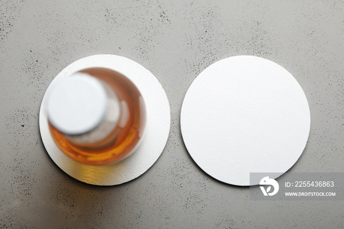 White round beer coaster. Round template mockup.