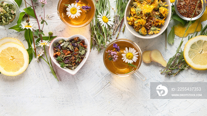 Various kinds of herbal tea