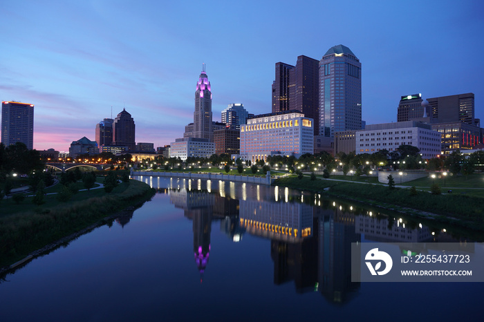 Downtown lights of the Columbus Ohio skyline