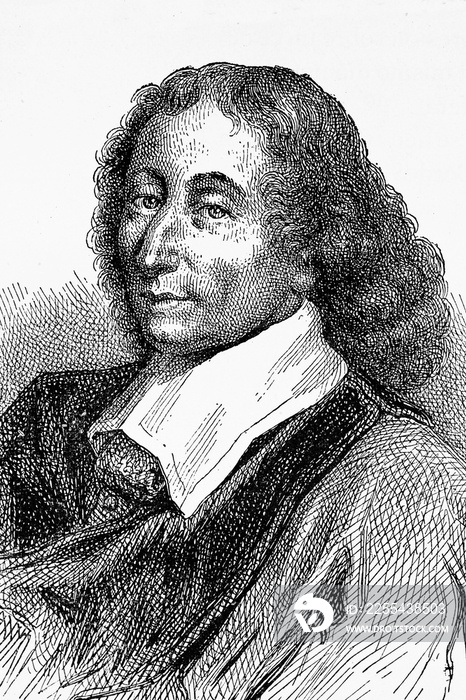 Blaise Pascal. French mathematician, physicist and inventor. 1623-1662, Antique illustration. 1883.