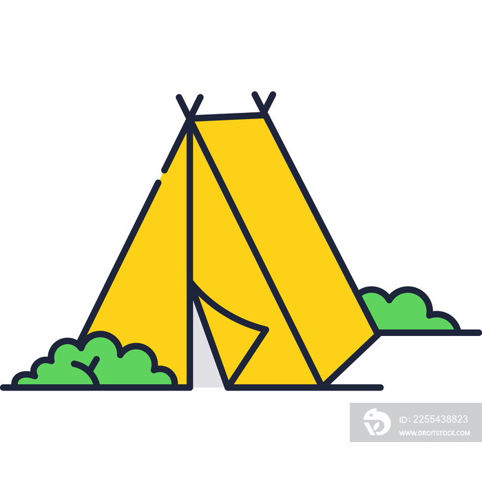 Camp tent vector icon isolated on white symbol