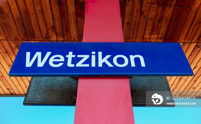 Railway station board in Wetzikon,  the largest municipality in the district of Hinwil in the Swiss canton of Zurich.