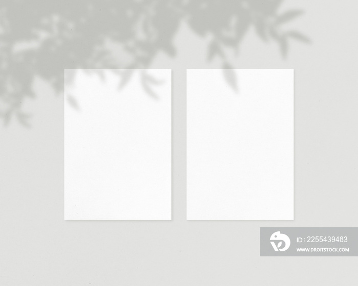 Blank white papers mockup with soft shadow. Mockup scene. Empty papers photo mockup with clipping path.