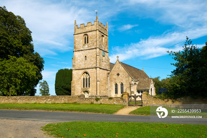 Cotswold country church in Long Newnton, Gloucestershire, UK