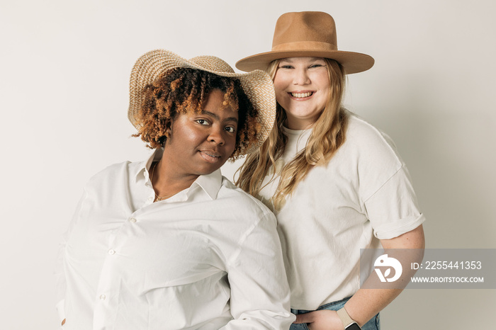 Friends fashion portraits at a studio