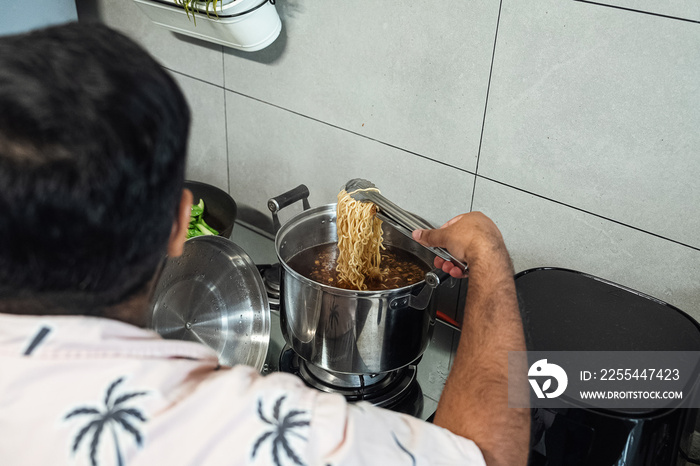 Plus sized parents making a healthy meal for the family