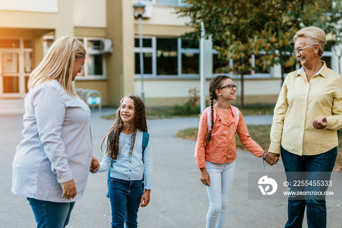 The parents came to pick up their children at school.