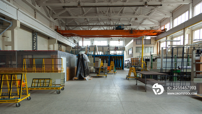 Interior of a large glass and mirror cutting factory