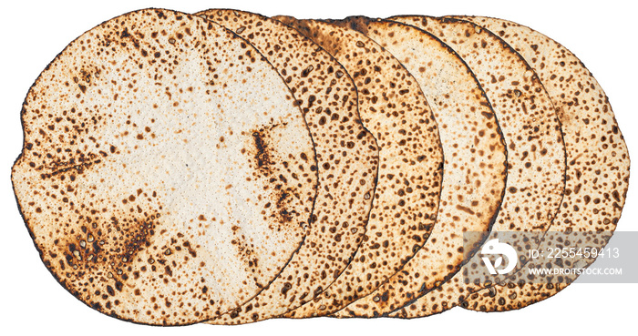 Matzah Shmurah. Jewish traditional Passover bread. Pesach celebration symbol. Closeup