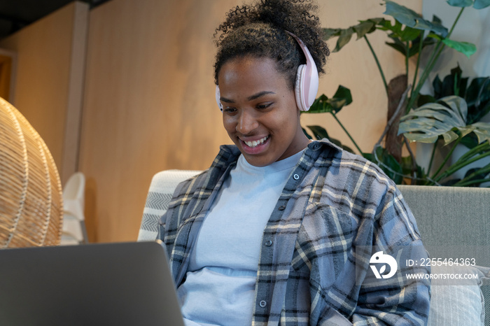 Young businesswoman during video call in office