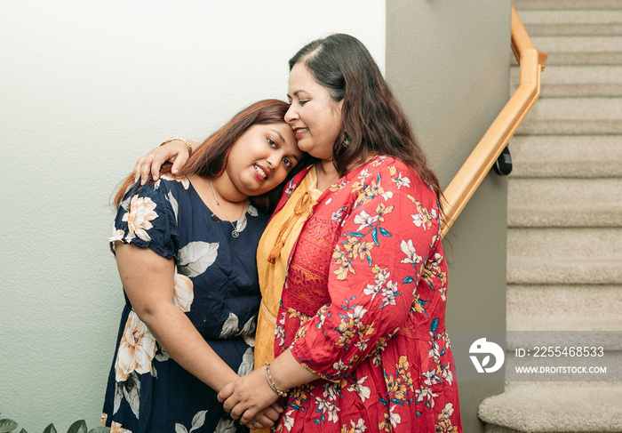 South Asian Mother and daughter portraits at home