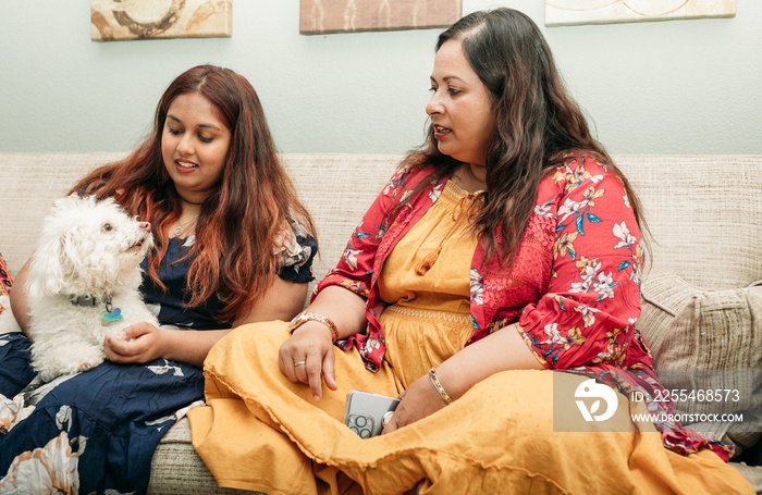 South Asian Mother and daughter portraits at home