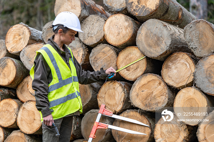 Pretty woman working as a forester.