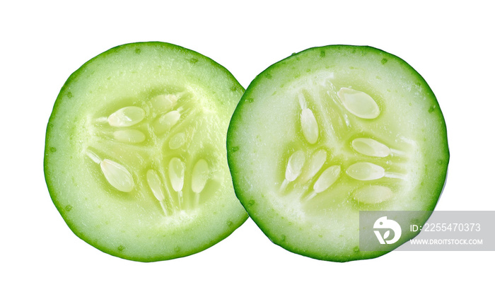 Fresh slice cucumber on white