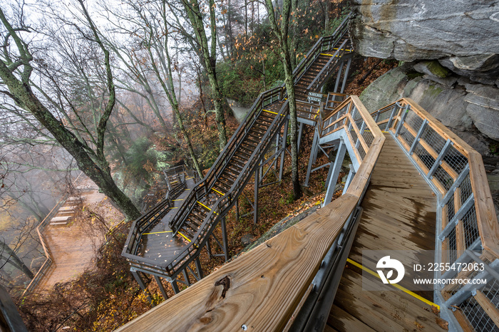 Stairway on Chimney Rock State Park , North Carolina ,USA