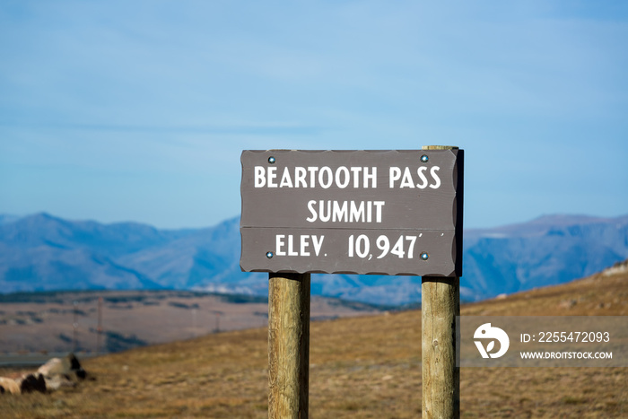 View of the Beartooth Pass Summit at an elevation of 10,947 feet above sea level