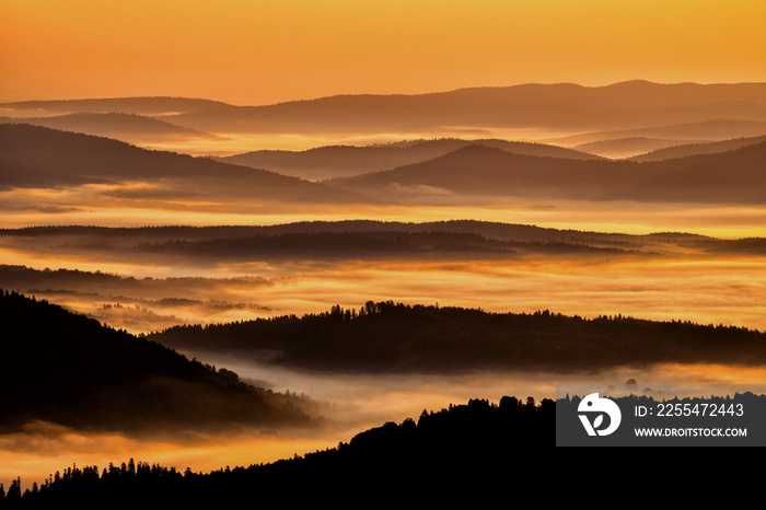 Awesome mountain landscape. Bieszczady Mountains. Poland