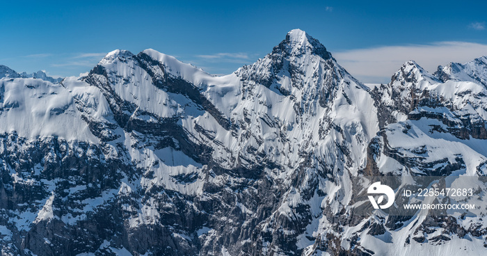 Switzerland, snow alps panorama view