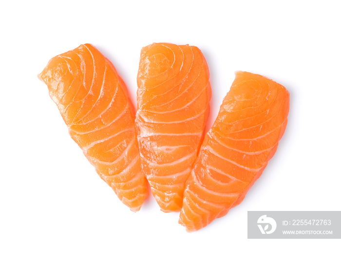 salmon fillets with spice on white background. top view