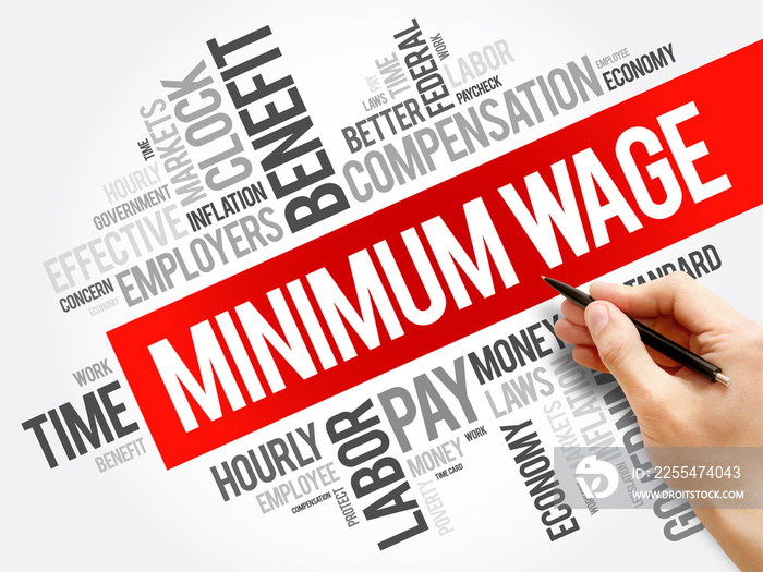 Minimum Wage word cloud collage