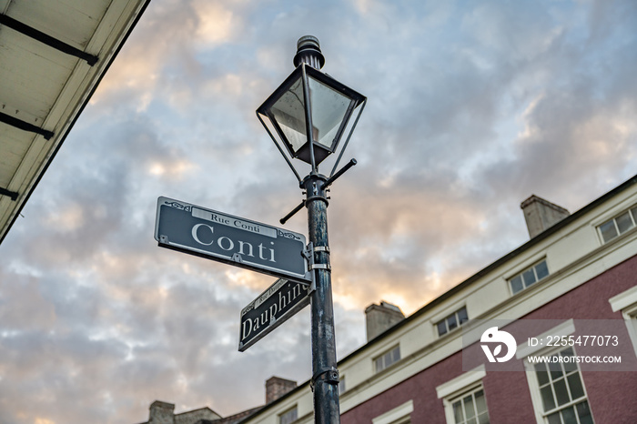 Traditional street signs in the French Quarter, at Royal and Orleans streets.