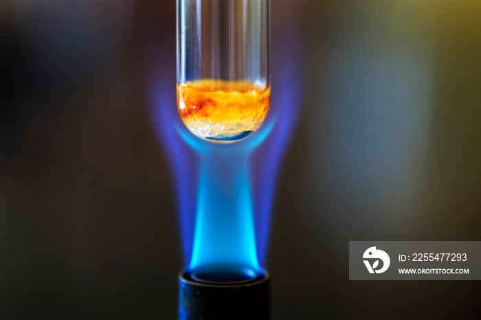 Combustion reaction of sucrose. At the beginning stage of combustion.