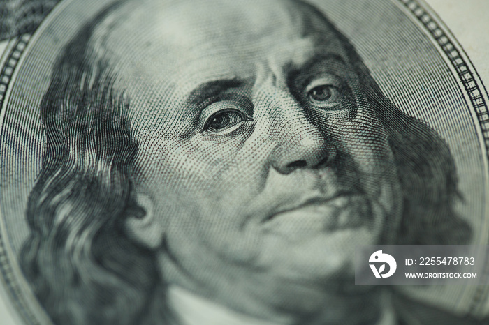 Benjamin Franklin’s portrait on one hundred dollar bill