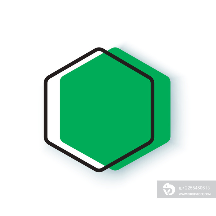 green hexagon banner template