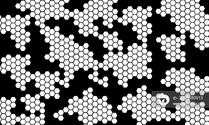 white hexagon with black background abstract pattern