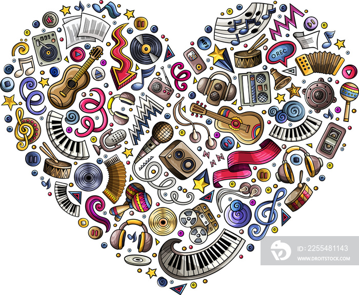 Music cartoon heart illustration