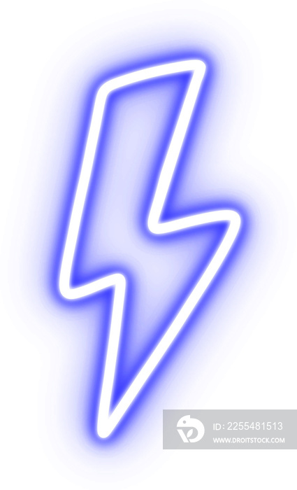 thunder in neon light for design element. blue bulb neon light isolated background