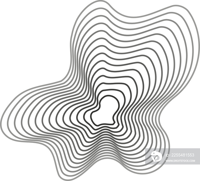 Abstract topography circles. Organic  shape. Outline illustration