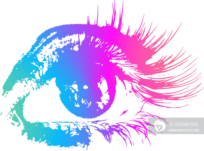 Illustration of  Woman Eye in Flat Style Multicolor Gradient