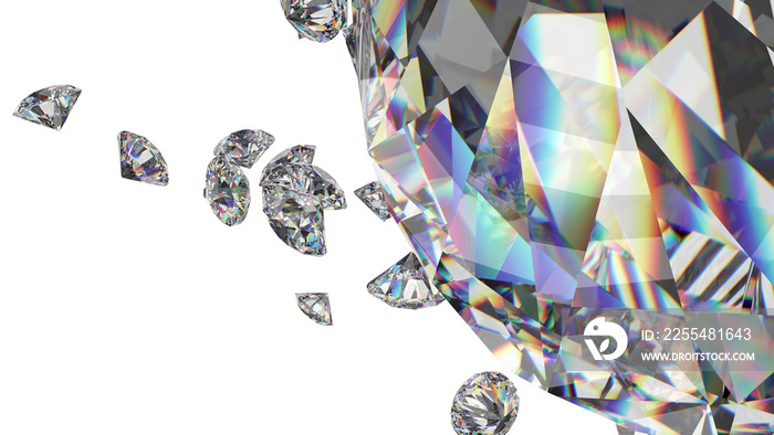 Shiny Diamonds on transparent background. Concept image of luxury living, expensive things and high added value. 3D CG. High resolution. PNG file format.