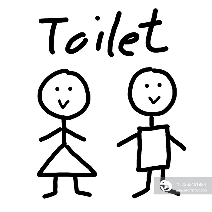 Toilet Sign Hand Drawn Icons Cartoon , WC , Restroom , Sign Icons