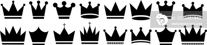 Royal crown vector icons set. Large collection of crowns on transparent background. PNG image