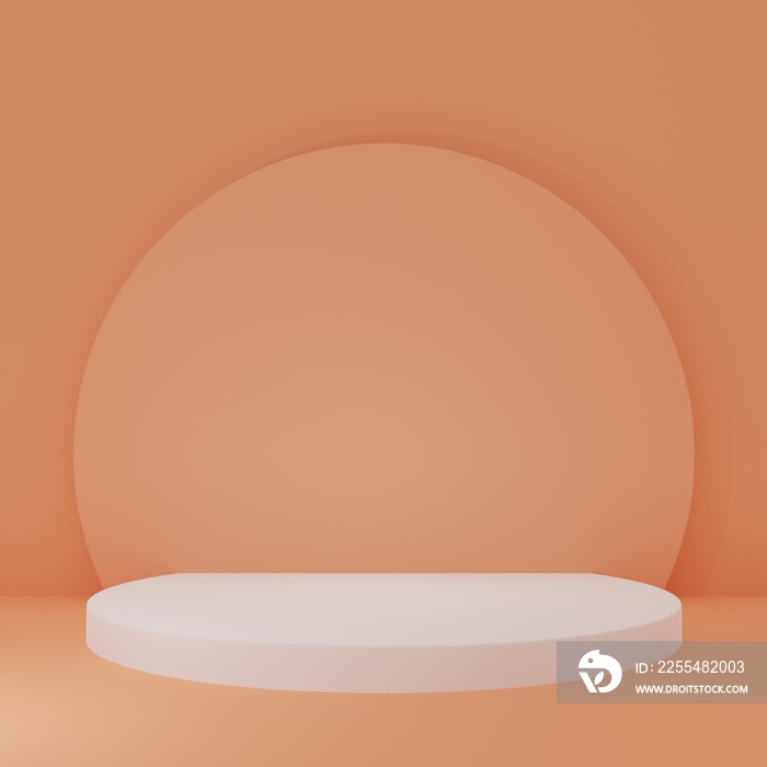 White Product Stand in cream room ,Studio Scene For Product ,minimal design,3D rendering