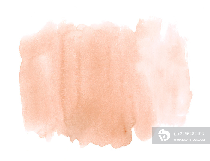 Soft coral pink watercolor splash on white background, subtle brown water color.