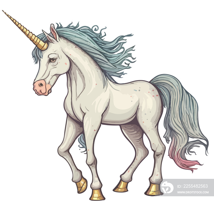 unicorn cartoon illustration in png, transparent background