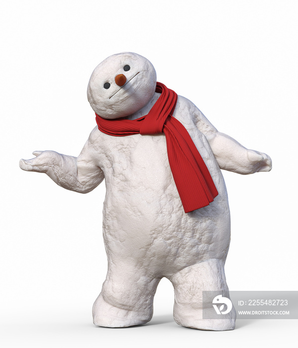 snowman for christmas composition on isolated background 3d rendering