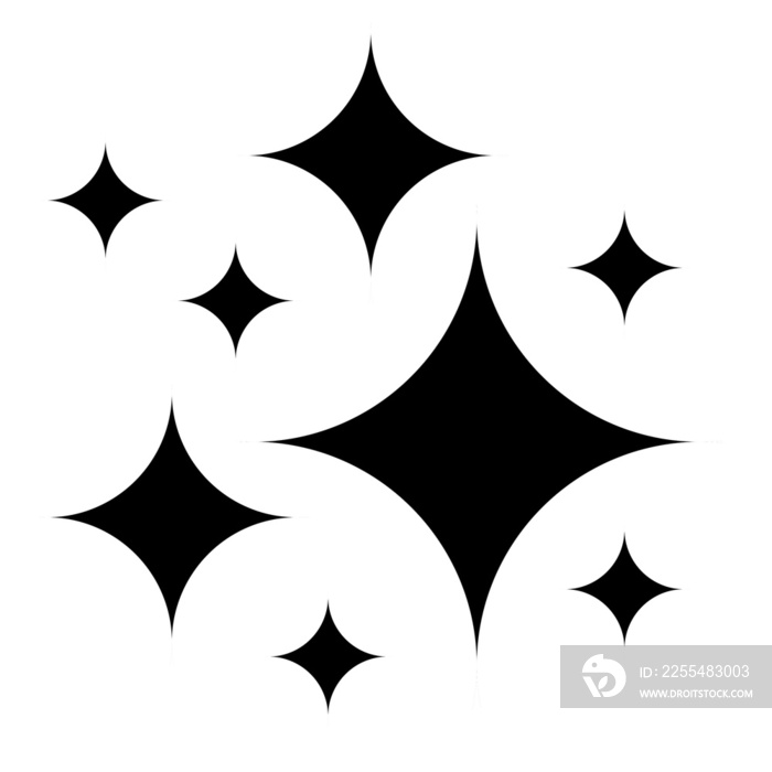 spark icon set of black and white stars