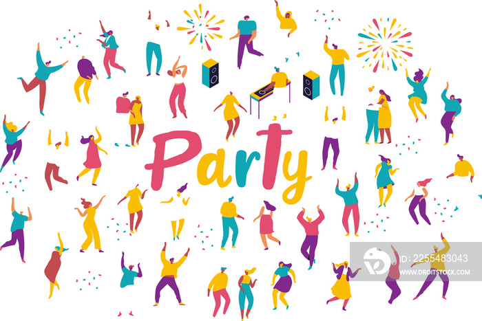 Dancing  people, party flat  illustration