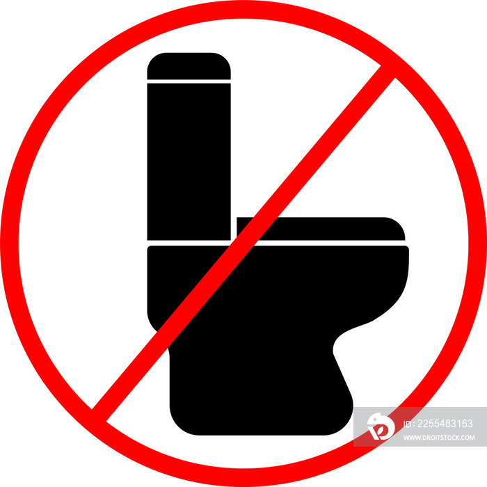 No Toilet. Restriction, Warning Sign Icon