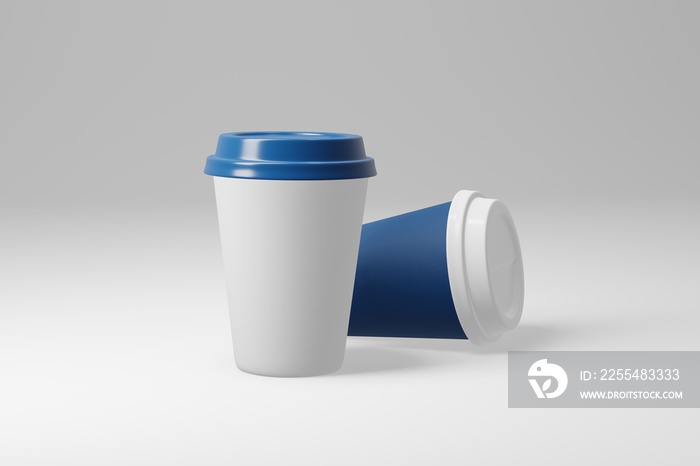 Paper coffee cup mock-up. Render realistic 3d illustration. Package mockup design for branding.