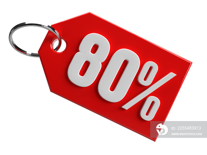 Tag 80 percent off promotion 3d rendering isolated