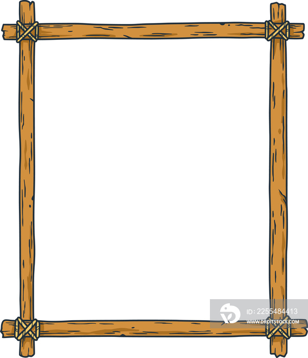 Wooden frame or border for summer design. Exotic nature graphic decoration frames for tiki bar